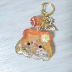 海塗りサマーメンダコオレンジ黄　シャカシャカキーホルダー　シェイカーキーホルダー