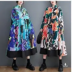 大きいサイズ レディース 秋 冬 ワンピース 花柄 新品 長袖 春