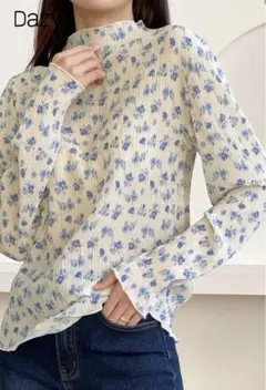 花柄シースルートップス