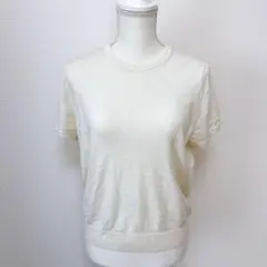 良品❗️【ユニクロ】アイボリー クルーネック 半袖ニット　XXL
