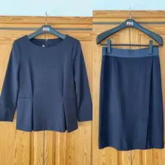 【美品】ボールジィ 上品なセットアップ ウールジャージー素材 紺色