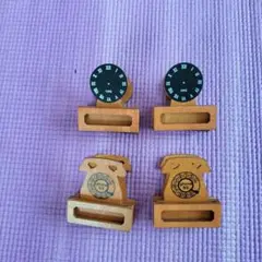 木製マグネットクリップ　時計＆電話