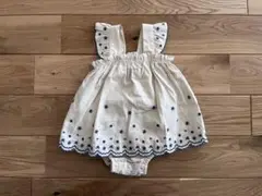 マイリトルワンダー　花柄刺繍 リネンブレンドロンパース