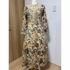 ク5 へっぽこ先生　花柄ロングワンピース　アンティークローズ
