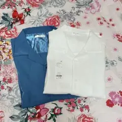 WEGO オープンカラーシャツ　白S ブルーグリーンM 男装　コスプレ