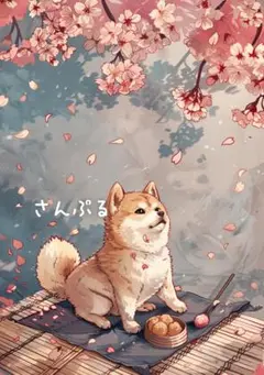 1265 オリジナル アニマルステッカー 動物 雑貨 柴犬 花見 4枚