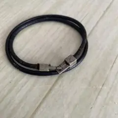 ブラックレザーブレスレット 二重巻き