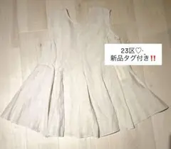新品タグ付⭐︎23区リネンノースリーブチュニック カットソー フレアライトベージュ