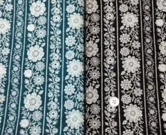 2色セット　ボーダーレース柄プリント　ブロード生地　各108×50cm