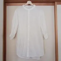 Lutique ホワイト ボタンアップシャツ 五分袖