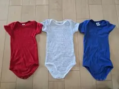 プチバトー　ロンパースセット 青・白・赤