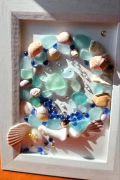 ❤️ガラスの海飾りとかめ❤️シーグラスアート❤️夏海❤️