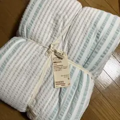 無印良品綿サッカー織薄掛ふとんブルーストライプSボックスシーツセット限定完売品
