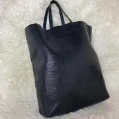 極美品✨ CELINE トートバッグ カバ ヴェルティカル クロコ型押し 黒