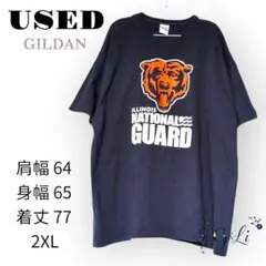 USED GILDAN イリノイ州国軍 Tシャツ 2XL ネイビー