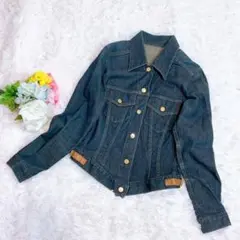 美品✨グッチ デニムシャツ 金ボタン ネイビー ロゴ金具 38 M