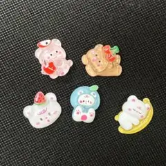 くま フルーツ クリア カボション 10個セット