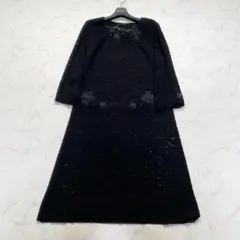 美品✨インゲボルグ ワンピース 花柄 フラワーモチーフ 黒 9
