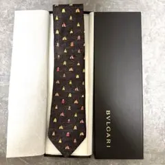 BVLGARI ブルガリ ネクタイ ブラック 幾何学模様 セッテピエゲ シルク