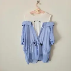 新品未使用 ピンクラテ PINK-latte透けシャツ トップス 水色 S