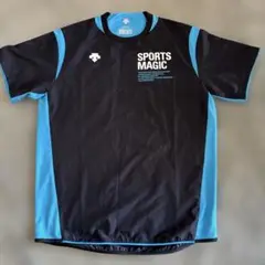 デサント　スポーツマジック　バレーボール　半袖ピステ　黒✖️水色　M