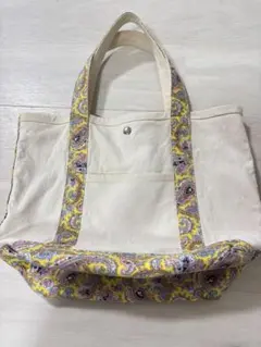 ペイズリー柄　トートバッグ　ジュートバック　イエロー　ピンク　ブルー　サブバック