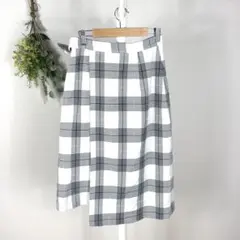 T01019 フィルグランデ　スカート　L ベルト付き　チェック　膝丈