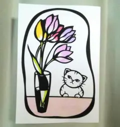 【切り絵】原画　A5サイズ　tulip5