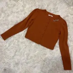 美品✨Rene ルネ カーディガン パール ラインストーン ウール オレンジ