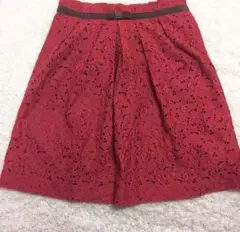 フリルスカート赤 花柄