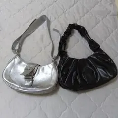 SHEIN シルバーとブラックのショルダーバッグ2点セット