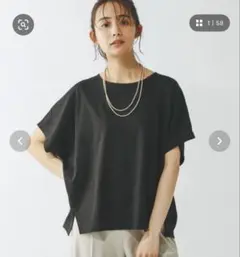GLOBAL WORK なめらかタッチドルマンプルオーバー　 黒　M