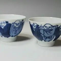 23-1154　京焼染付八仙人図　向付 2客