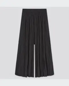 UNIQLO　ワッシャーサテンスカートパンツ　黒　ペチコートなし・パンツのみ　S