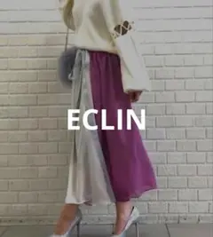 ECLIN エクラン カラーブロック ギャザリング スカート F