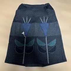 アルベロベロ 花柄刺繍スカート　秋冬