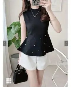 GRL ノースリーブニット　ペプラム