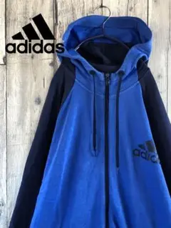 【人気色★古着】adidas アディダス パーカー ジップアップ バイカラー