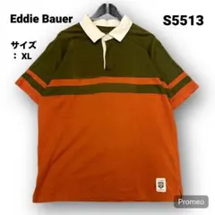 即購入OK】Eddie Bauer 半袖ポロシャツ サイズXL オレンジ×カーキ