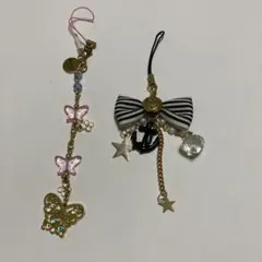【美品】チャームストラップ　蝶　バタフライほか