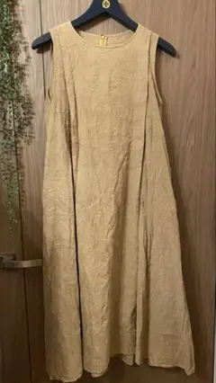レスピーギ　コットン100% 刺繍ノースリーブ Aライン　ひざ下ワンピース