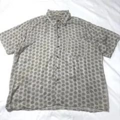 Vintage 90s 柄シャツ レーヨン 幾何学模様 ベージュ アロハシャツ