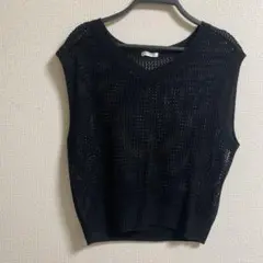 COLZA ブラック Vネック ノースリーブ S