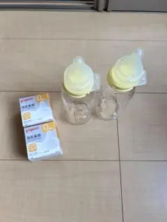 Pigeon 哺乳瓶 200ml 2本【直付乳首付き】 &母乳実感乳首SSサイズ