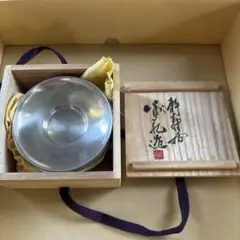 煎茶道具　純錫　静寿居蔵苑造　茶壷　茶心壷　218g　仕覆　共箱　M　R6297 煎茶道具 純錫 静寿居蔵苑造 茶壷 茶心壷 218g