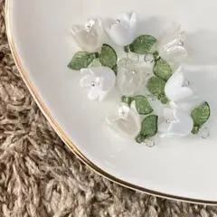 すずらんと葉っぱのビーズセット銀