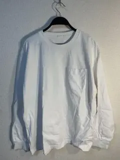 ホワイト 長袖 Tシャツ ポケット付き