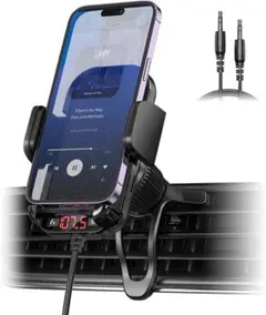 一体型FMトランスミッター スマホホルダー 車用 Bluetooth