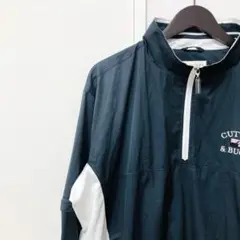 人気　カッターアンドバック　ハーフジップジャケット　ブルゾン　ロゴ　ネイビー　L