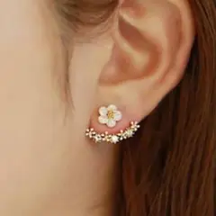 【在庫限り】レディース お花 ピアス アクセサリー 韓国 両耳用 キラキラ